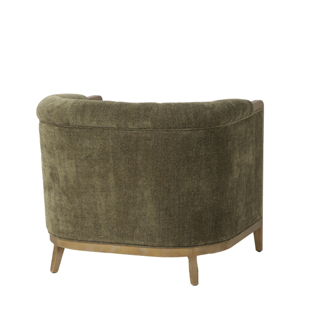 Regal 1 Seater Sofa Fabric With Washed Oak Frame -Olive Green image 3